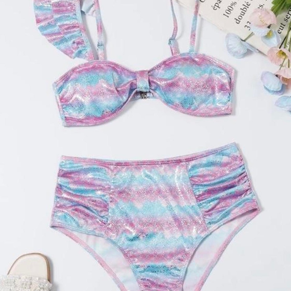 SPARKLY FAIRY MERMAID SHINY TWO-PIECE SWIMSUIT